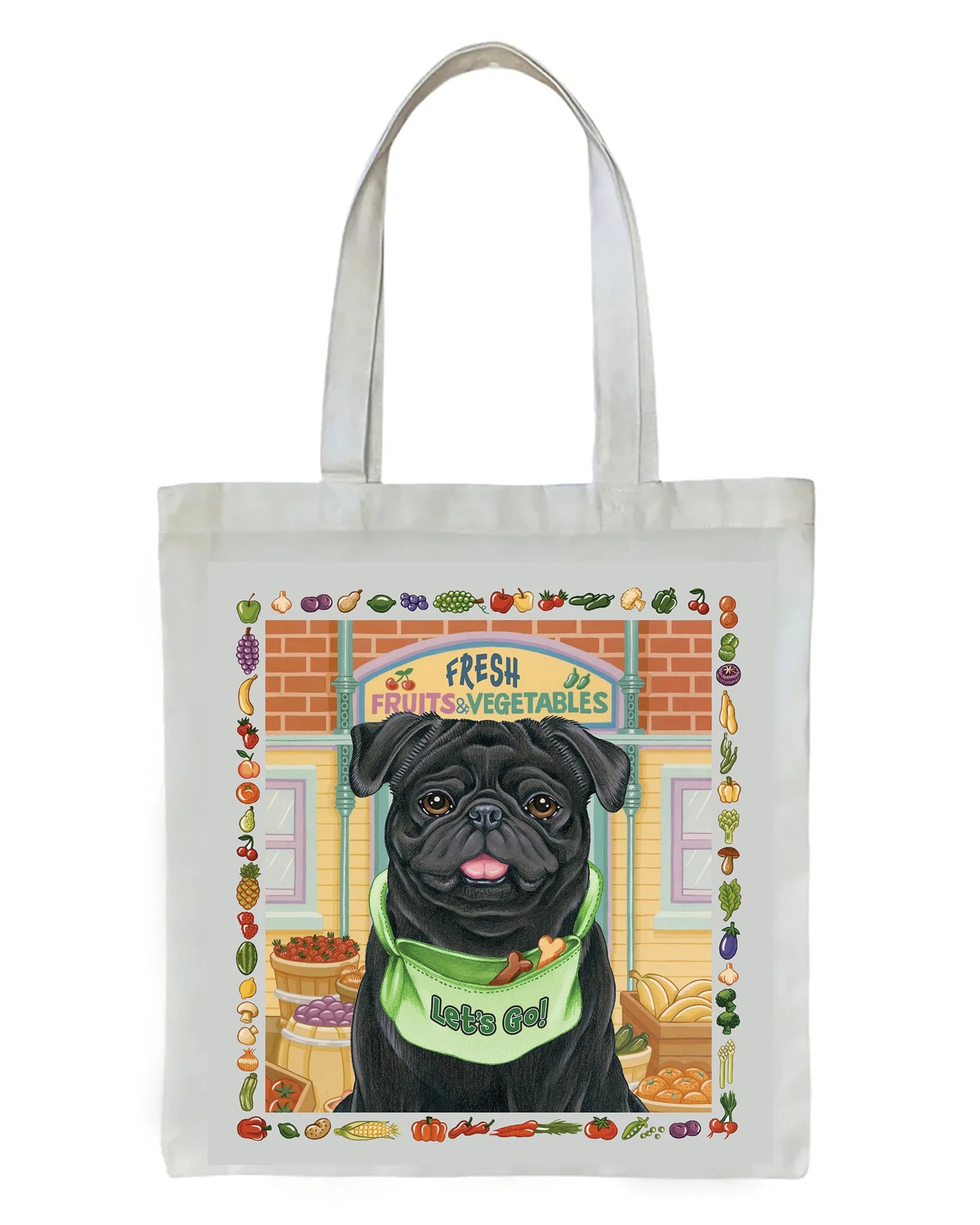 Pug Black - Tomoyo Pitcher   Dog Breed Tote Bags