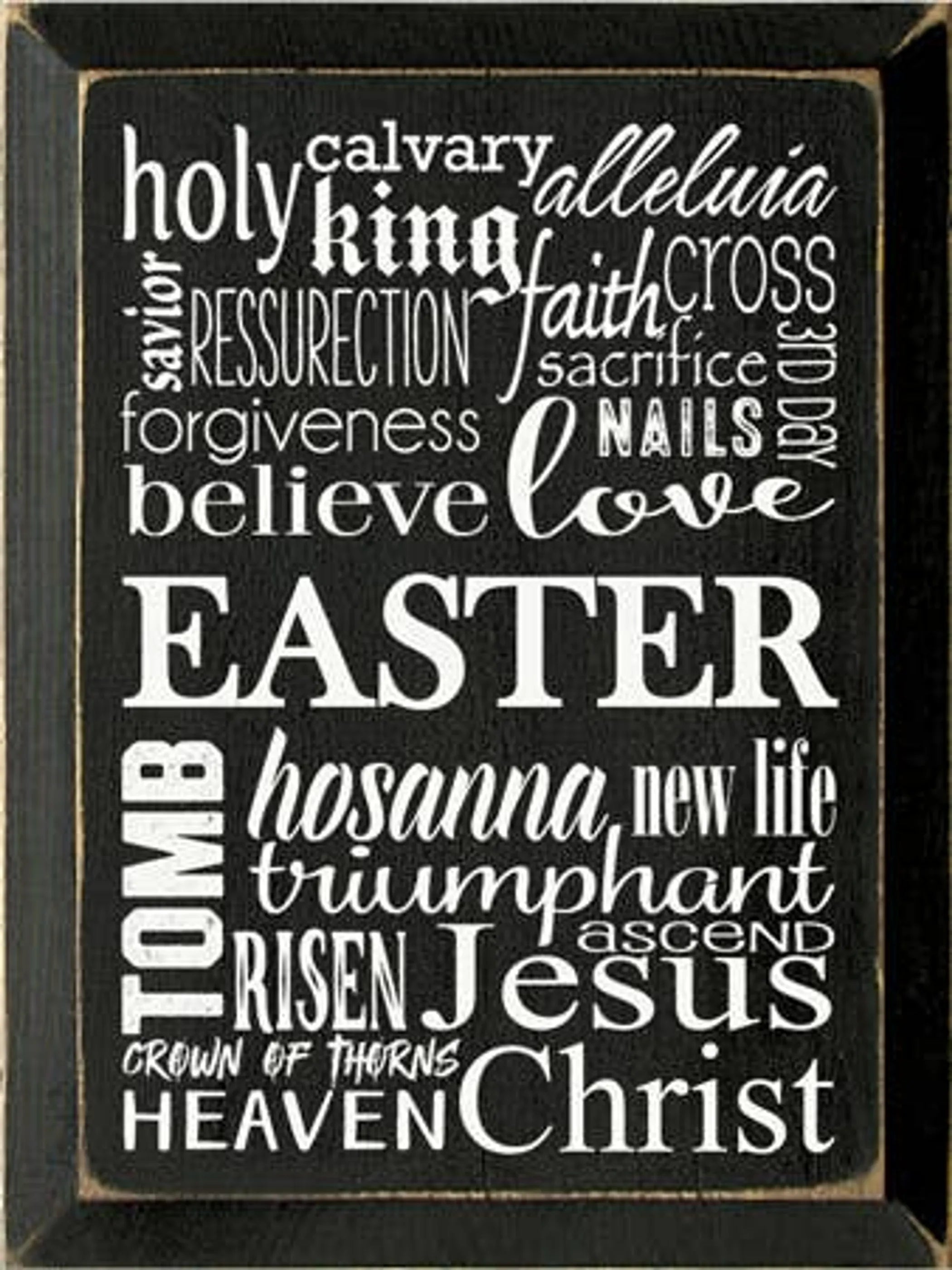 Easter Wordle Wood Sign