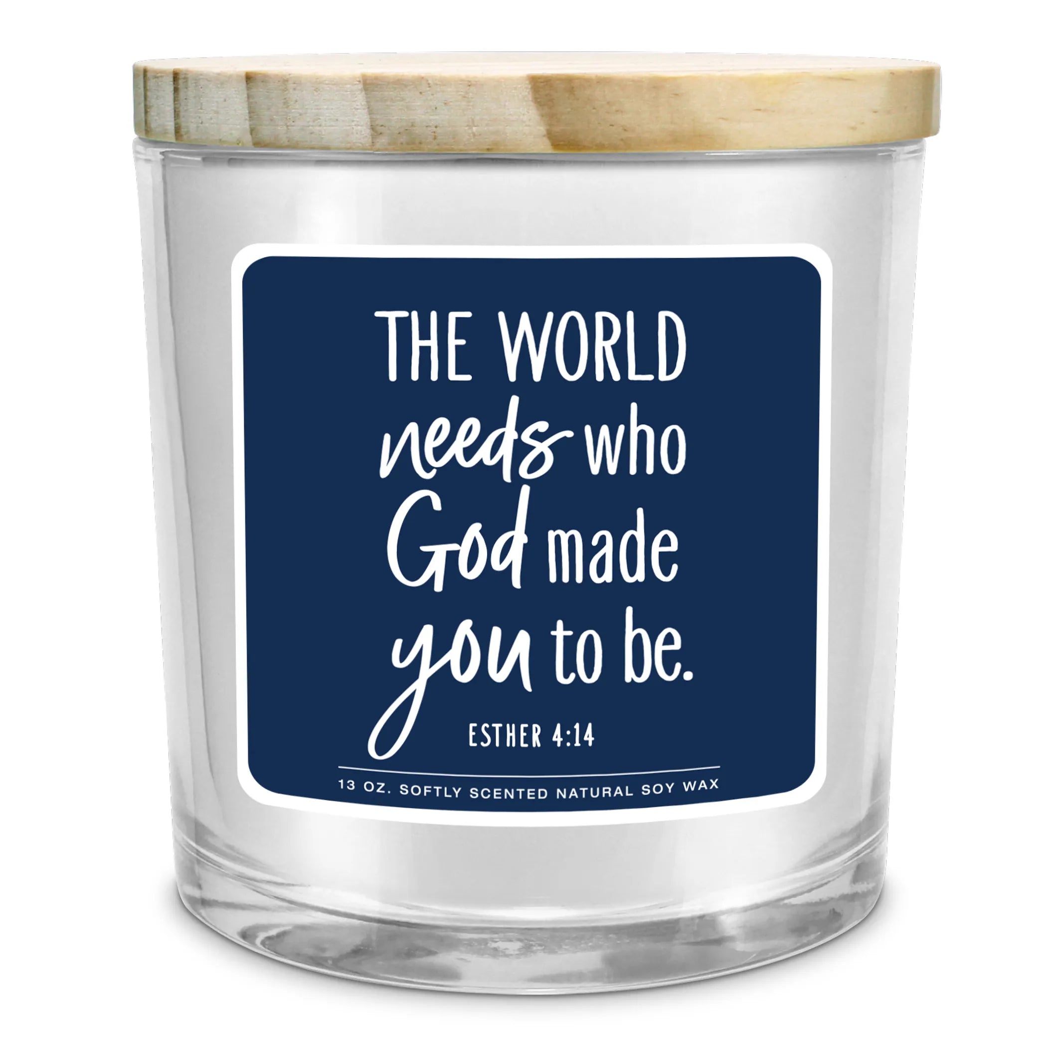 Soy Candle The World Needs God Blue 13Oz