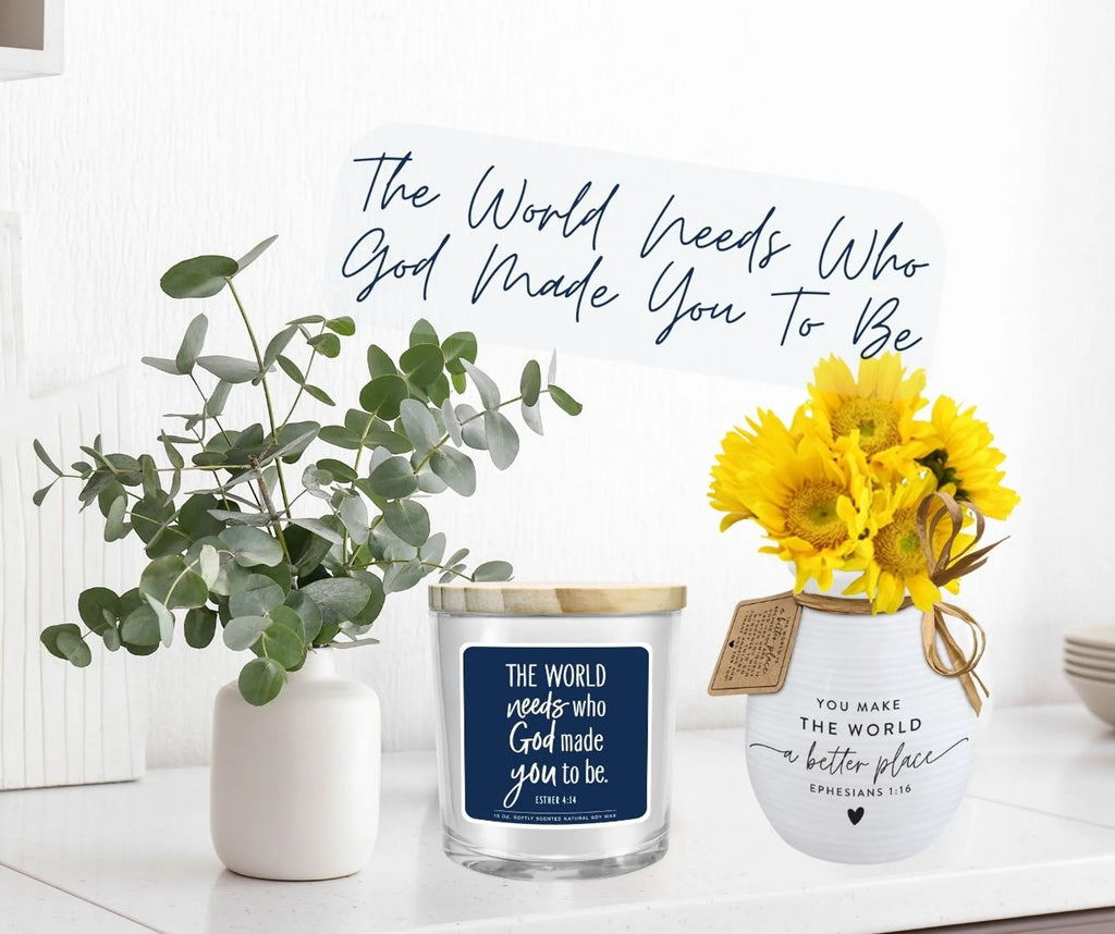 Soy Candle The World Needs God Blue 13Oz