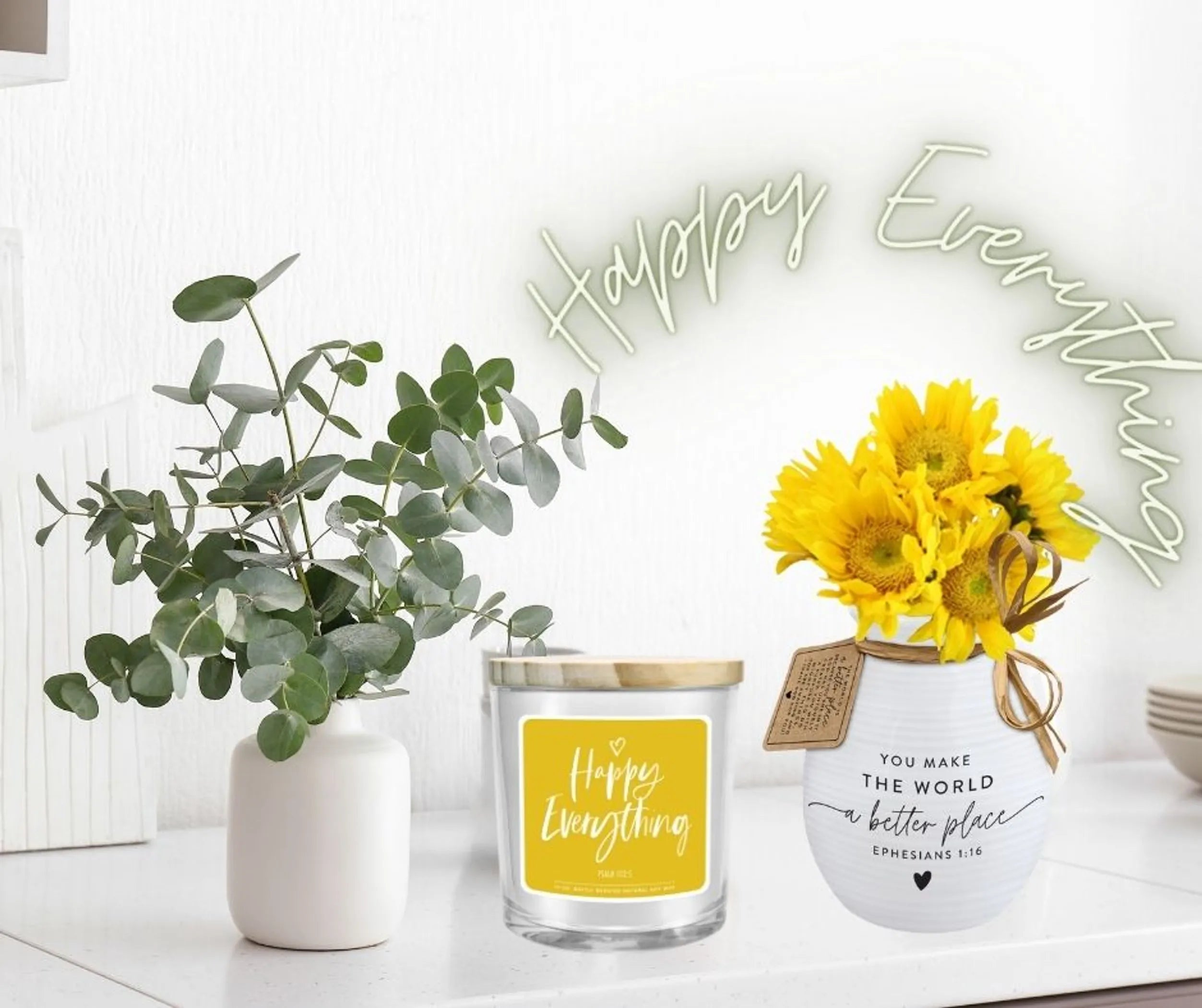 Soy Candle Happy Everything Yellow 13Oz