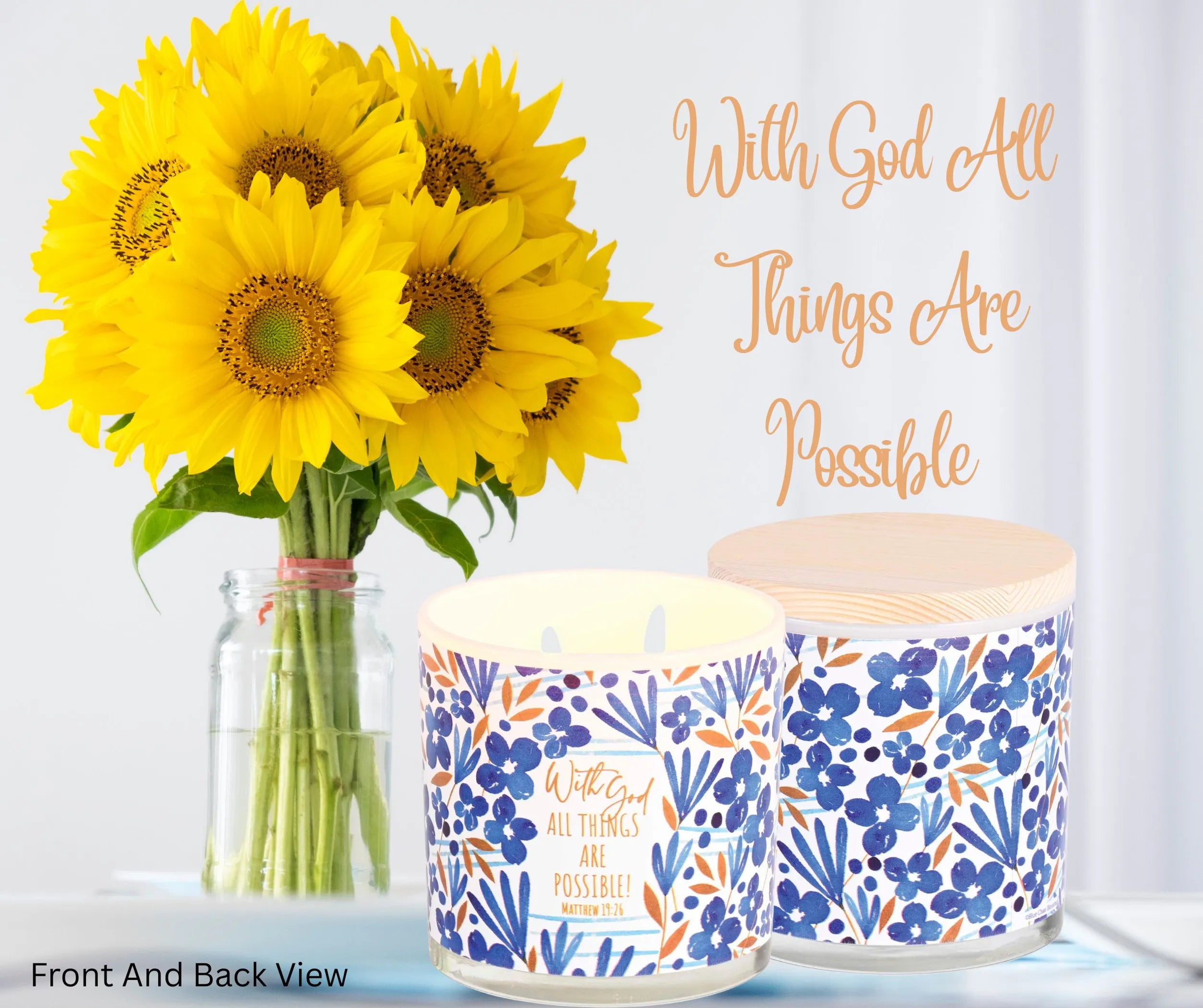 Soy Candle With God All Things 13 Oz
