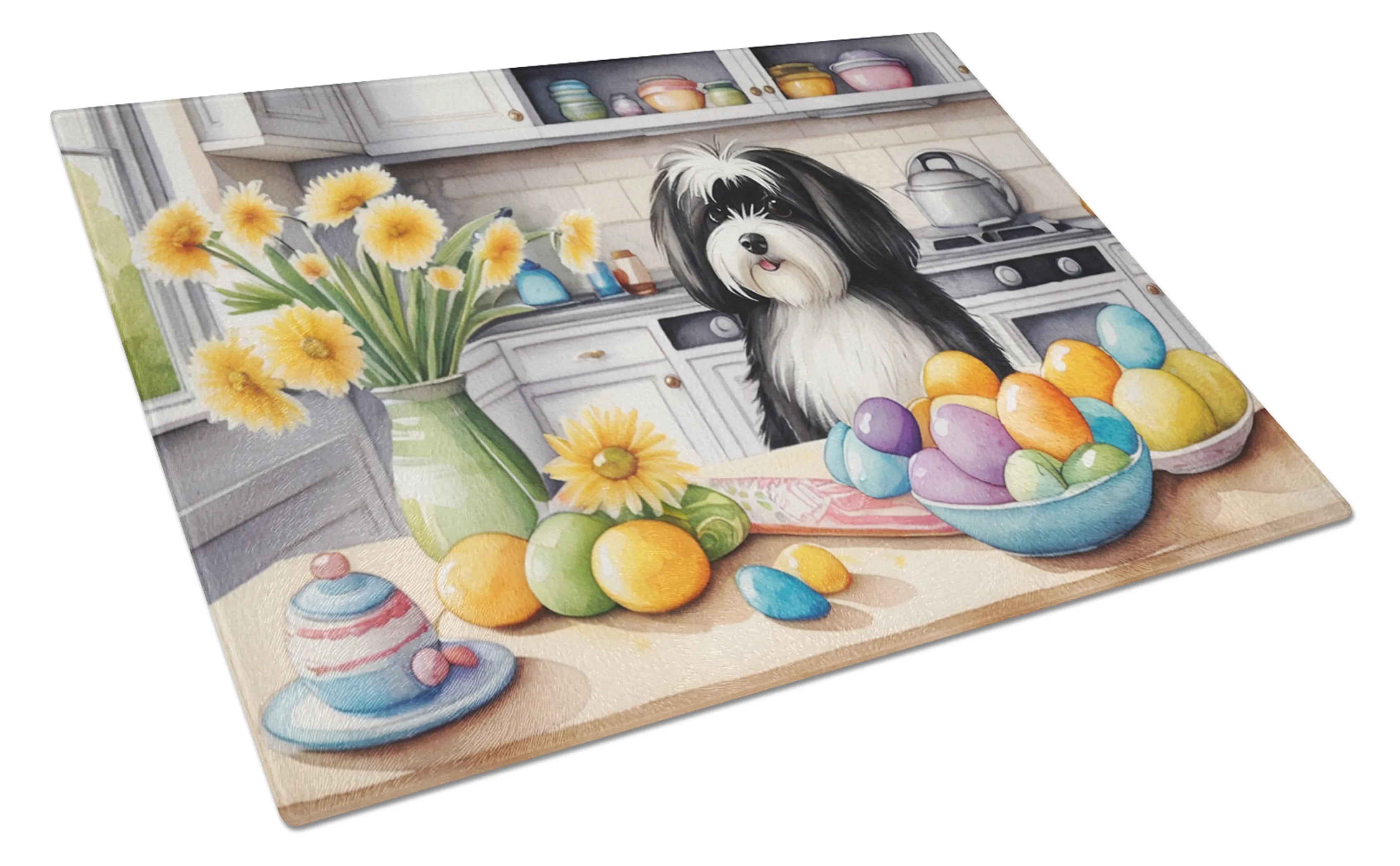 Decorating Easter Glass Cutting Board - Size: LARGE | Pack Of: 1 | Collection name: Decorating easter