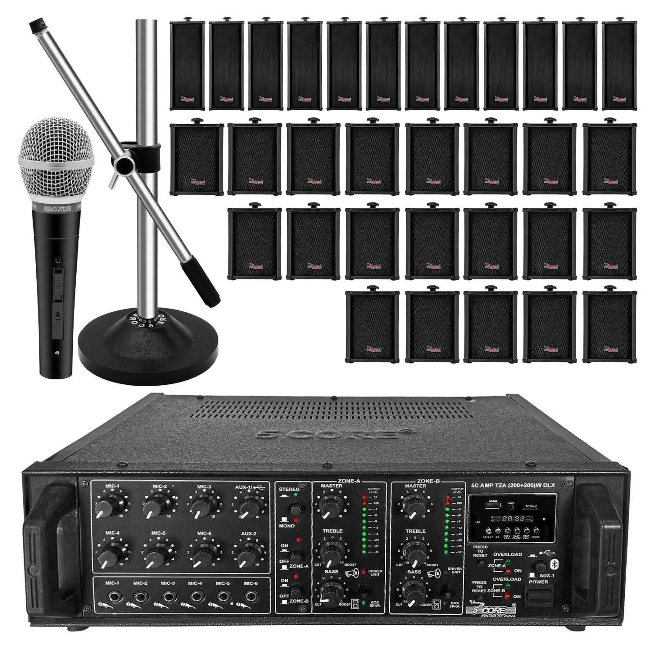 4000W PA System Outdoor Indoor Commercial Industrial Grade Paging Kit w/ 32 Wall Speakers