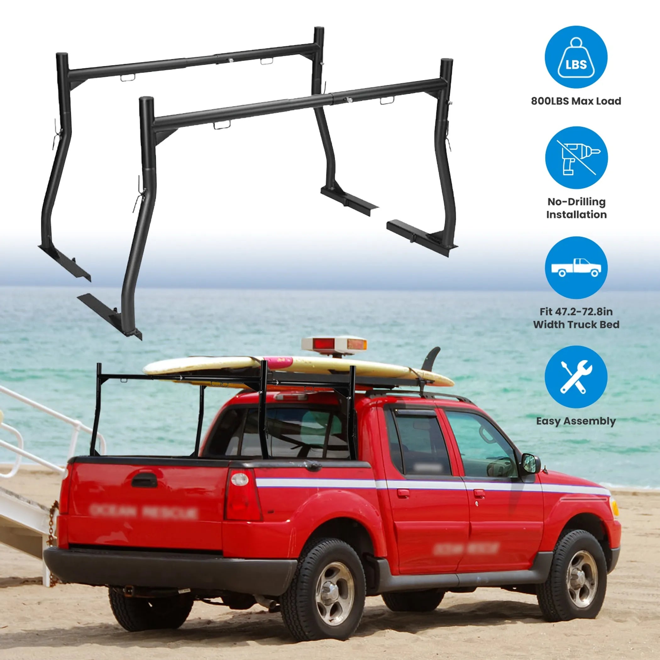 1Pair Extendable Truck Ladder Rack
