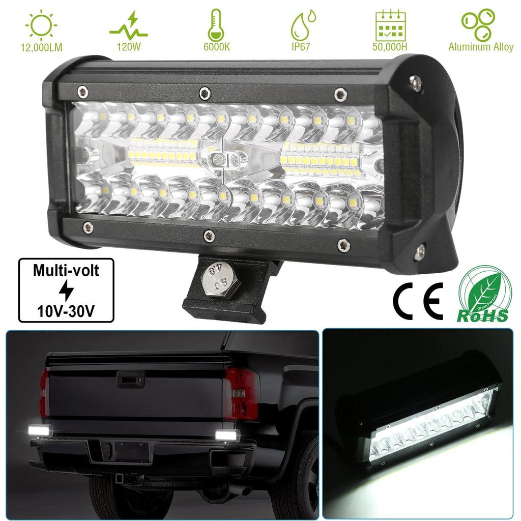 7" LED Light Bar 120W 12000LM LED