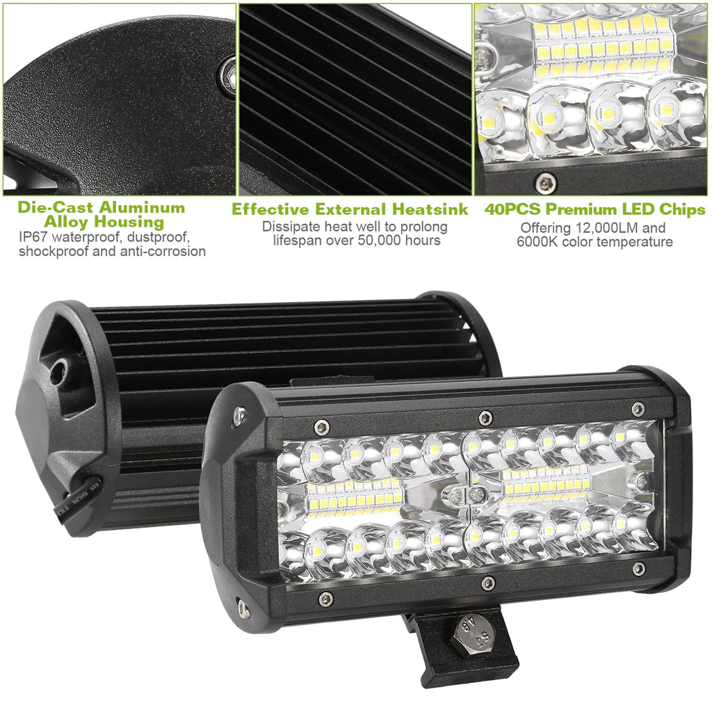 7" LED Light Bar 120W 12000LM LED