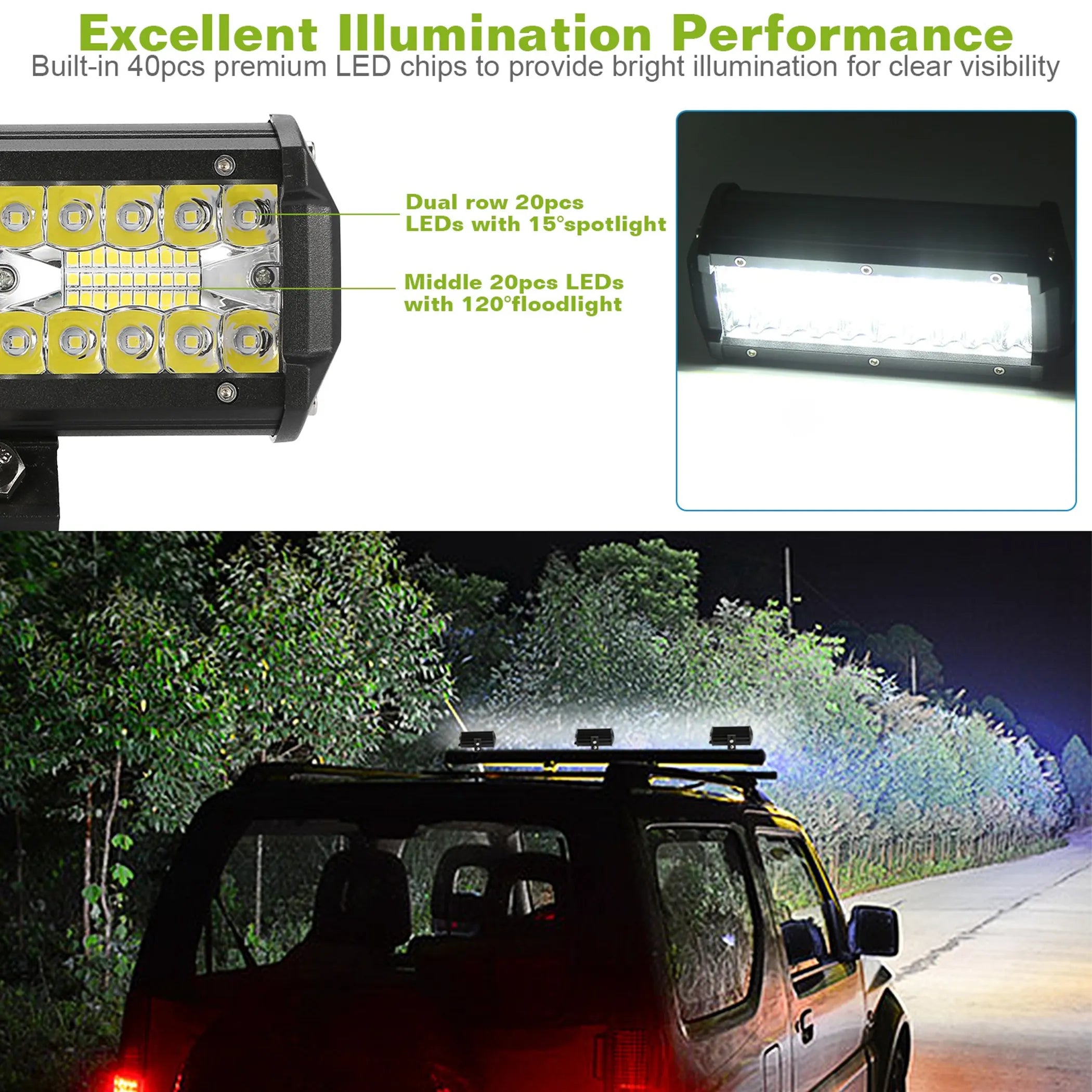 7" LED Light Bar 120W 12000LM LED