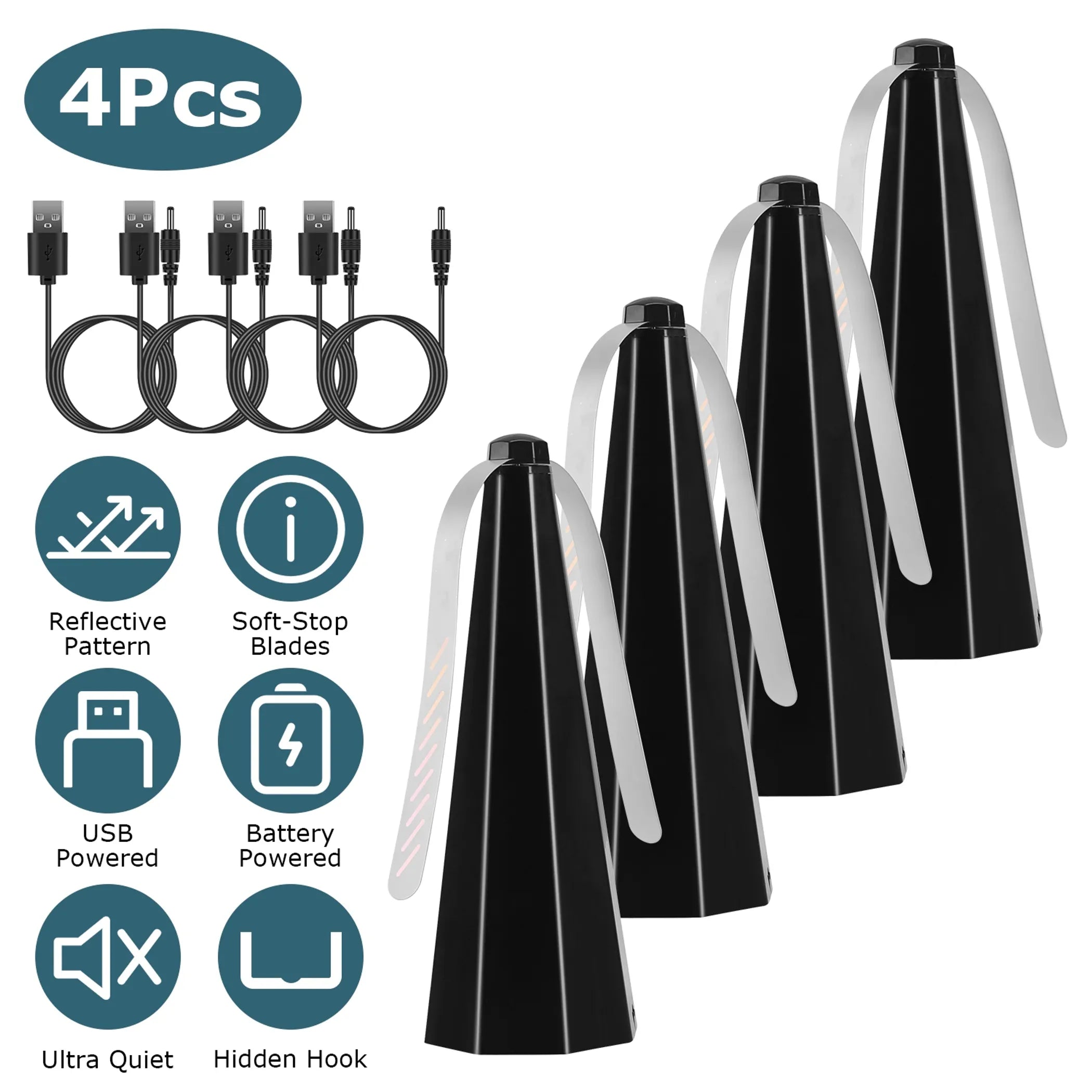 4Pack Fly Table Fans Battery USB Powered Bug