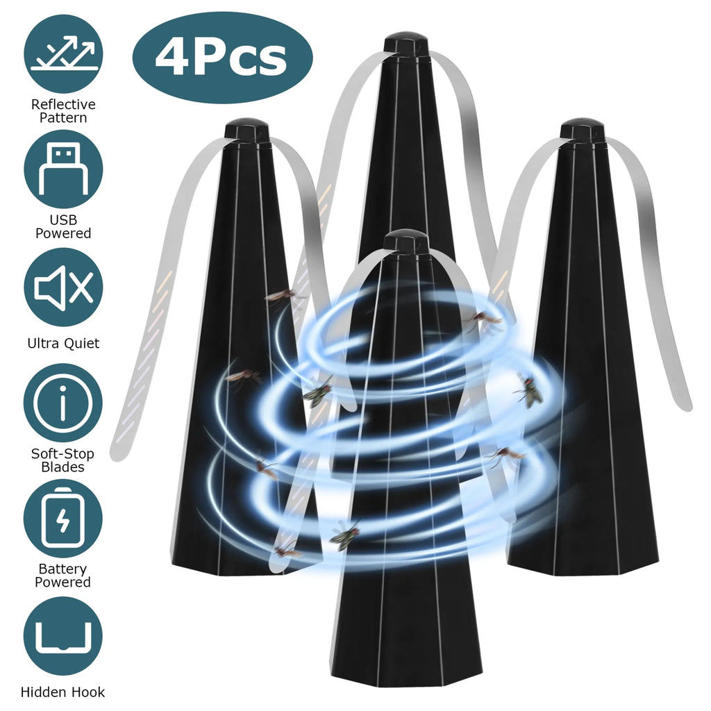 4Pack Fly Table Fans Battery USB Powered Bug