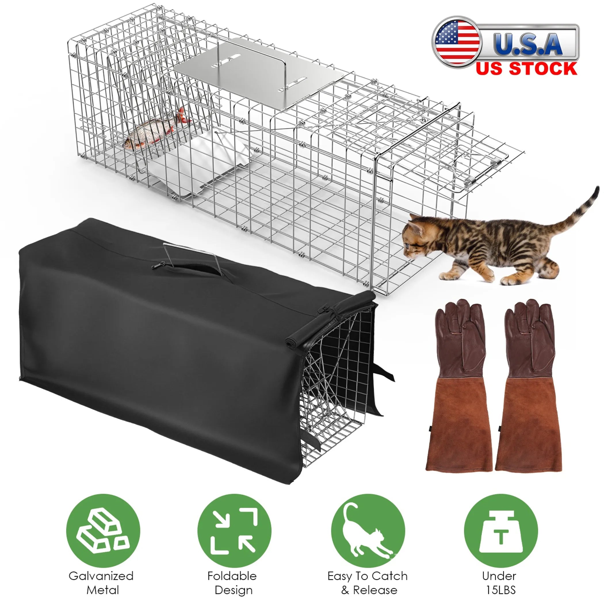 Folding Live Animal Trap Cage