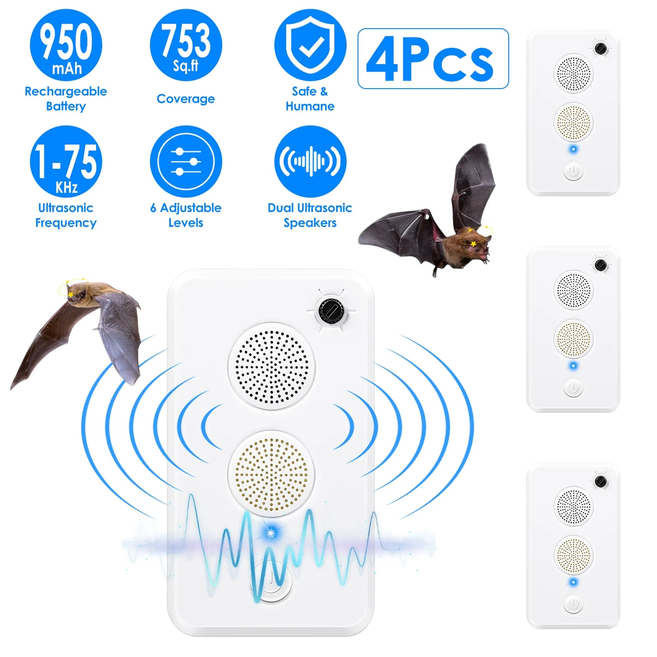4Pack Rechargeable Ultrasonic Bat