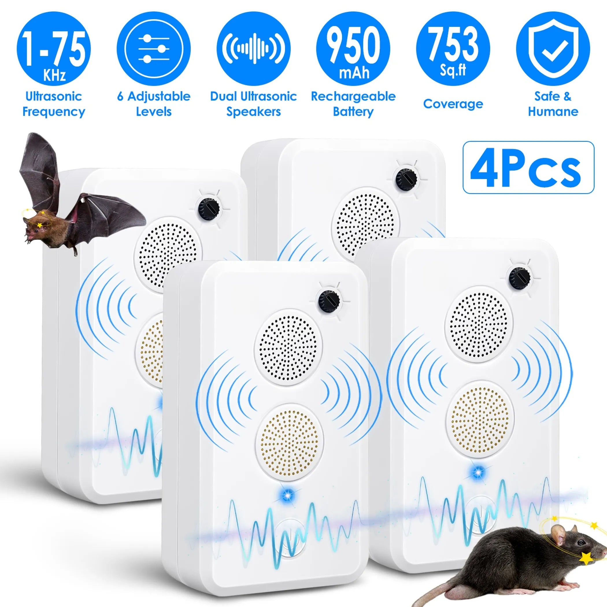 4Pack Rechargeable Ultrasonic Bat