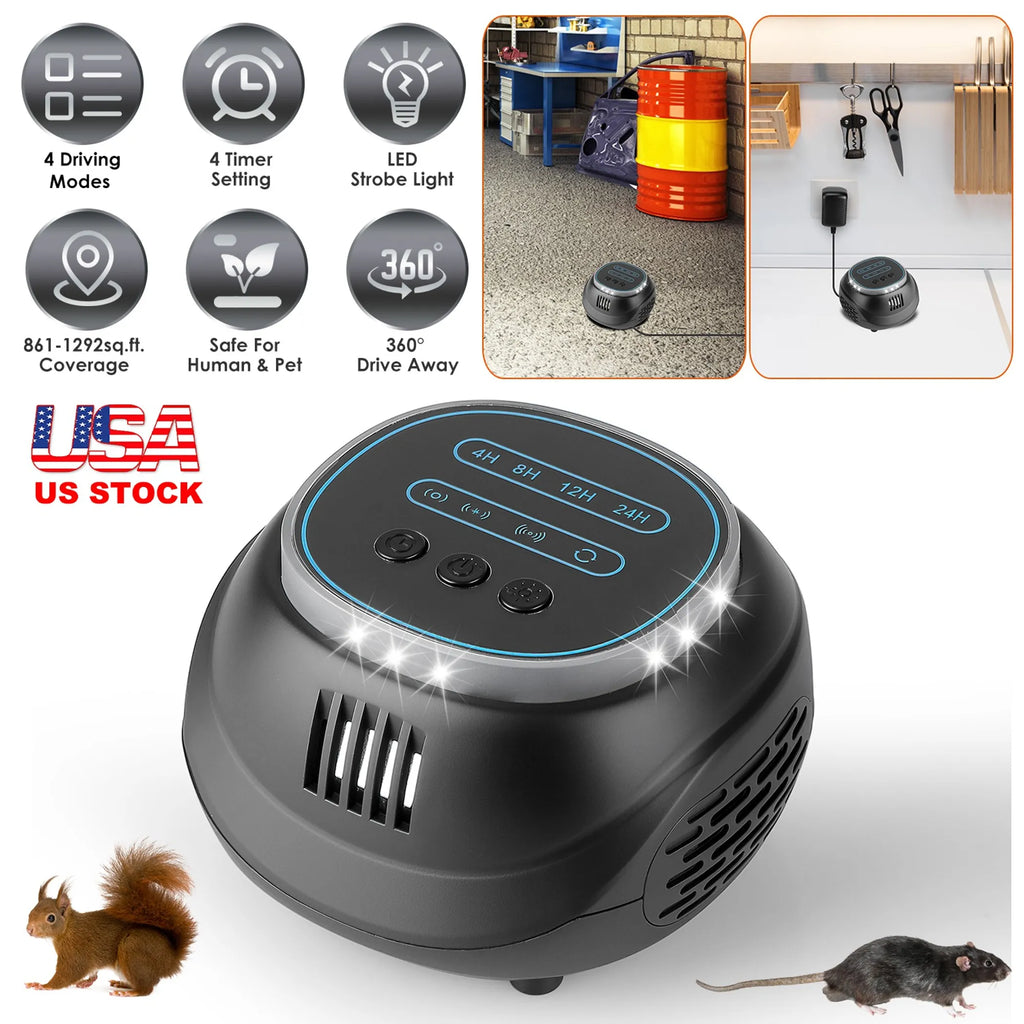 Ultrasonic Rodent Chaser Rat Repellent Pest Driver Mouse Control