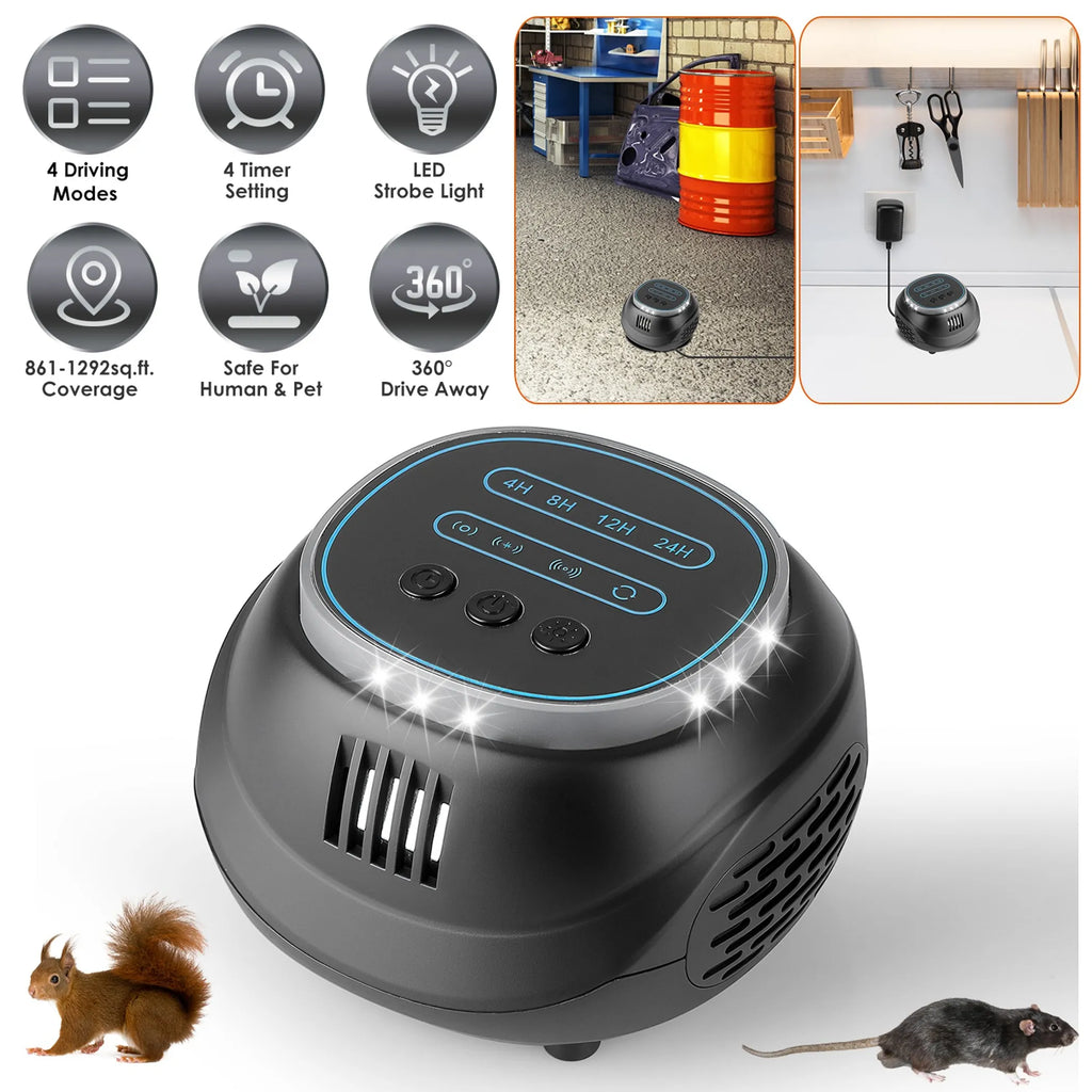 Ultrasonic Rodent Chaser Rat Repellent Pest Driver Mouse Control