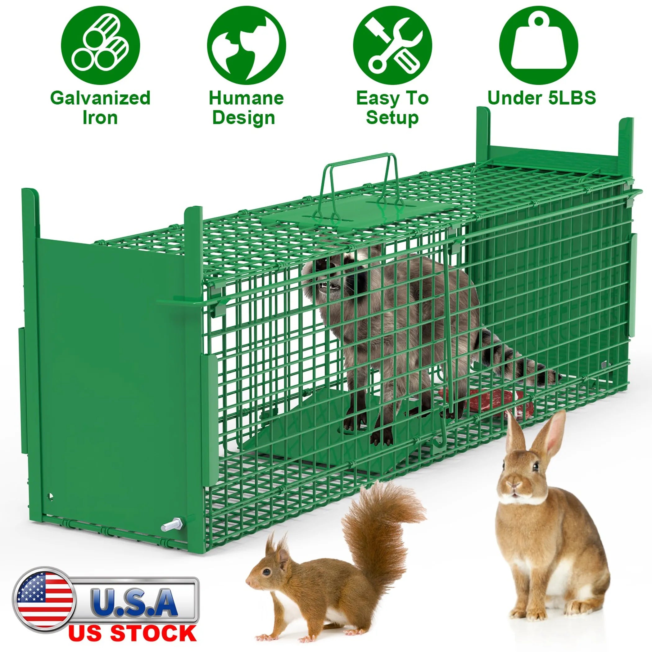 40in 2 Door Live Animal Cage Trap