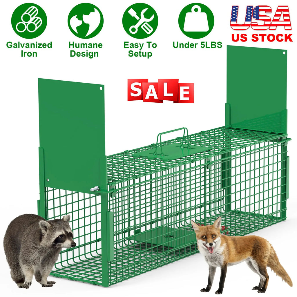 40in 2 Door Live Animal Cage Trap