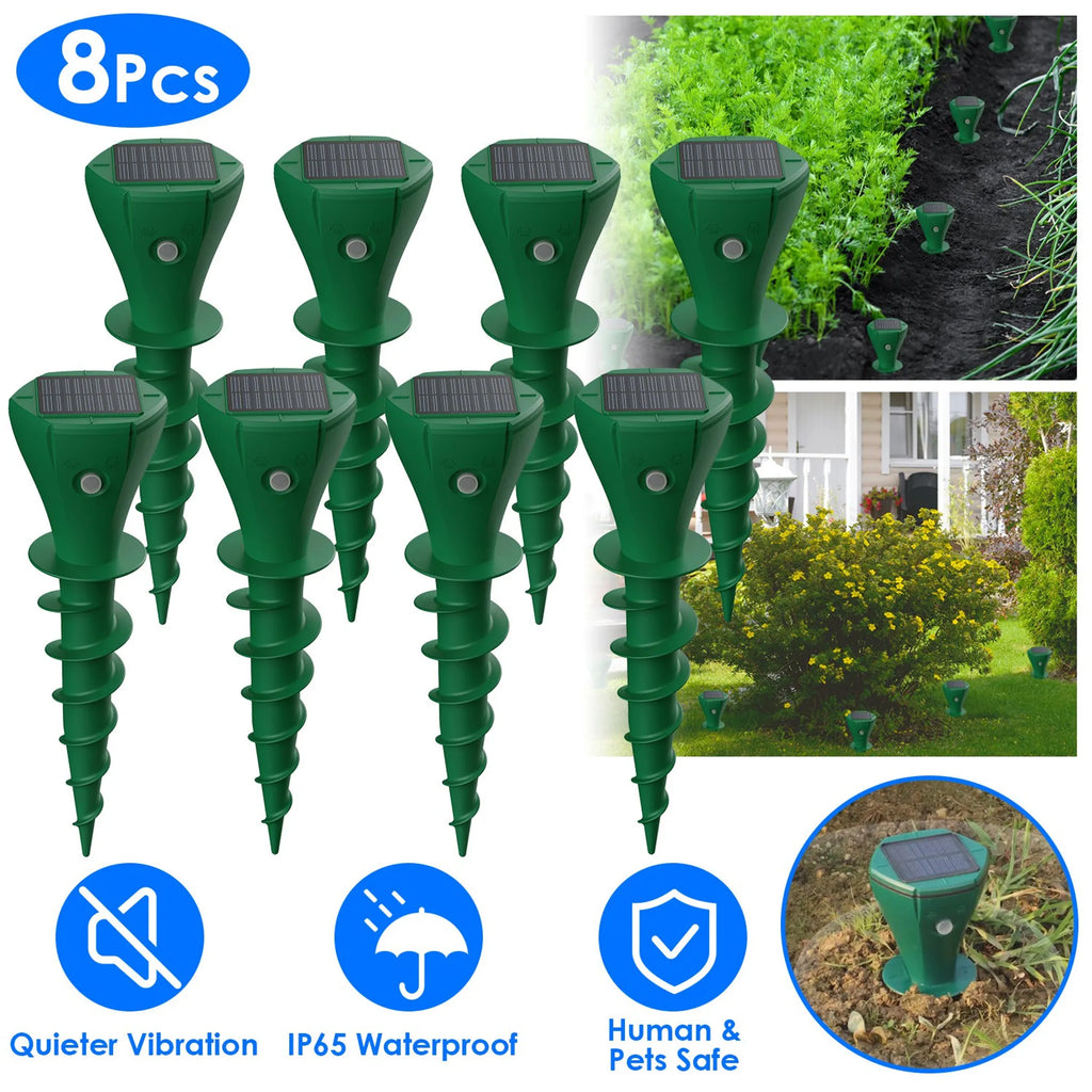 8Pcs Solar Powered Mole Repellent