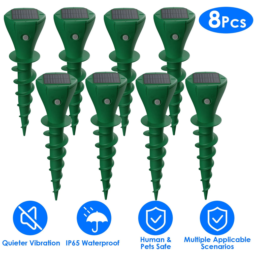 8Pcs Solar Powered Mole Repellent
