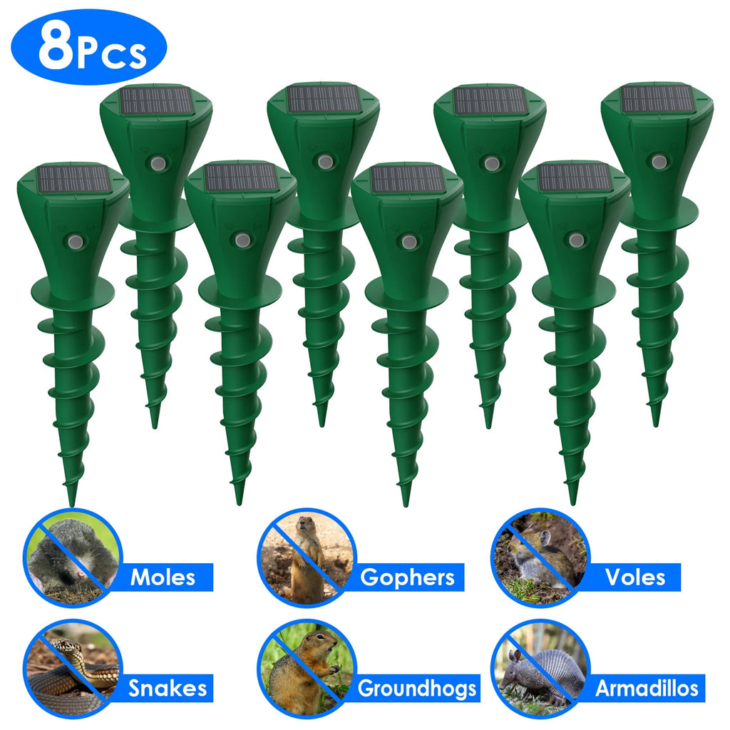 8Pcs Solar Powered Mole Repellent