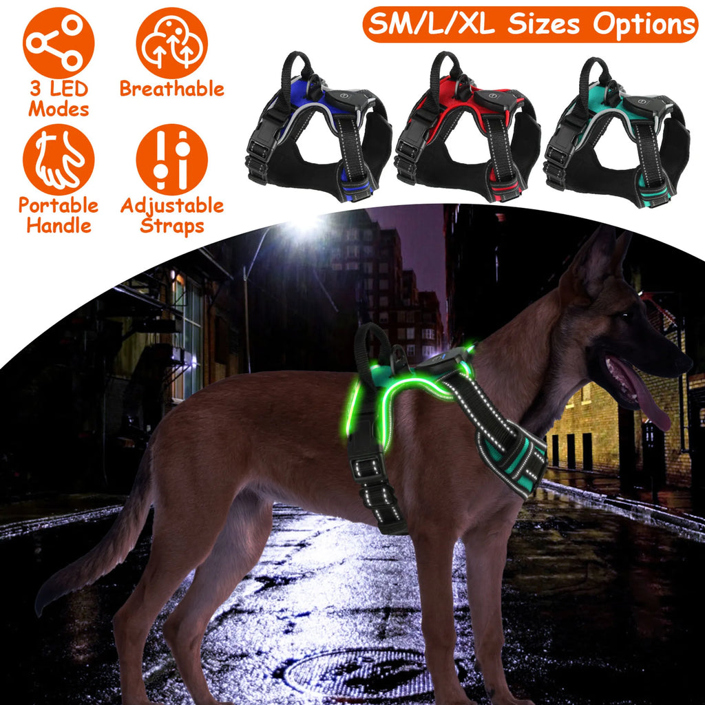 Light Up Dog Harness Rechargeable LED Dog Harness