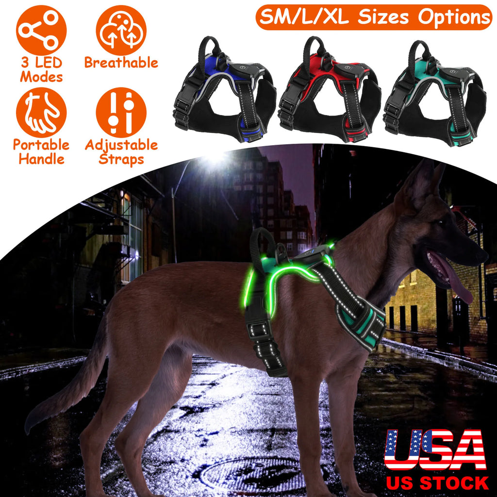 Light Up Dog Harness Rechargeable LED Dog Harness