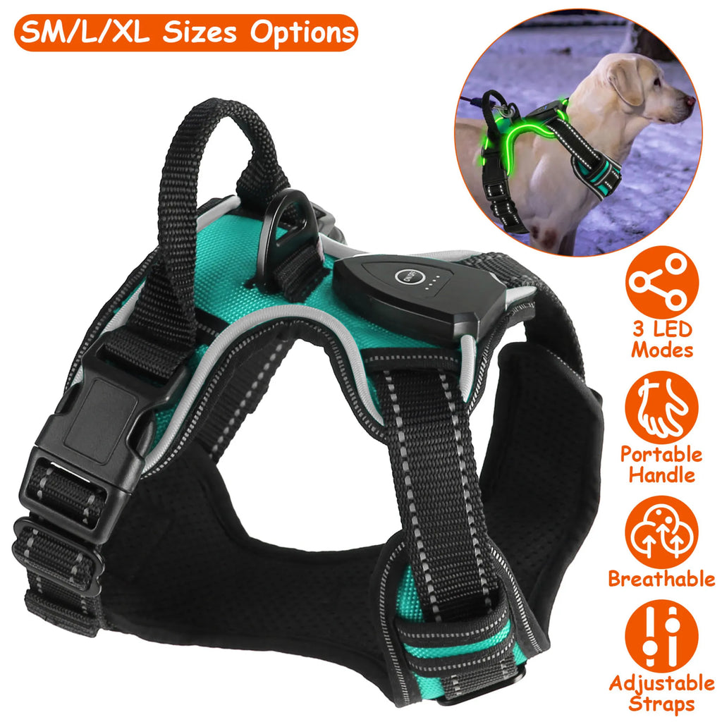 Light Up Dog Harness Rechargeable LED Dog Harness