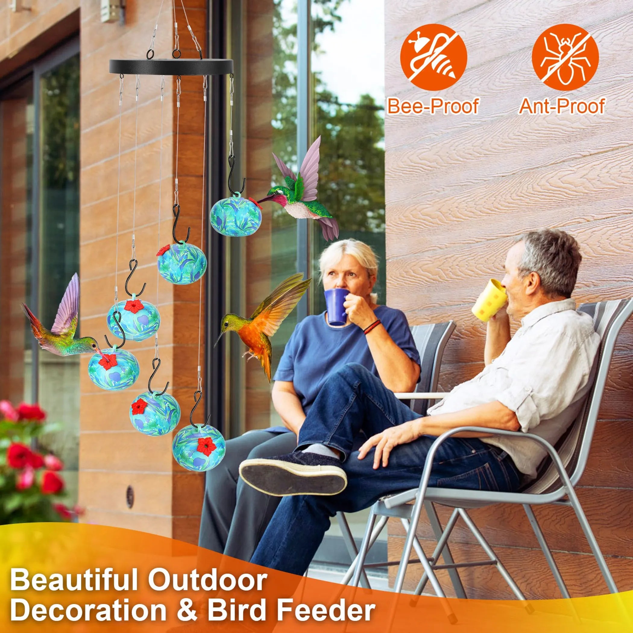 Wind Chimes Humming Bird Feeder Ant and Bee Proof OutDoor