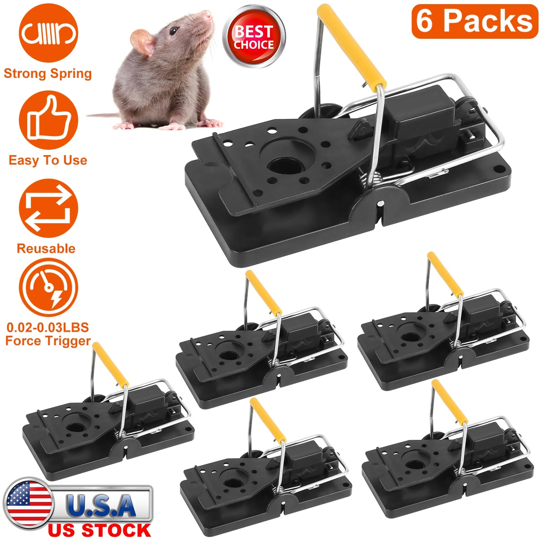 6Packs Mouse Traps Reusable Rat Rodent Killer