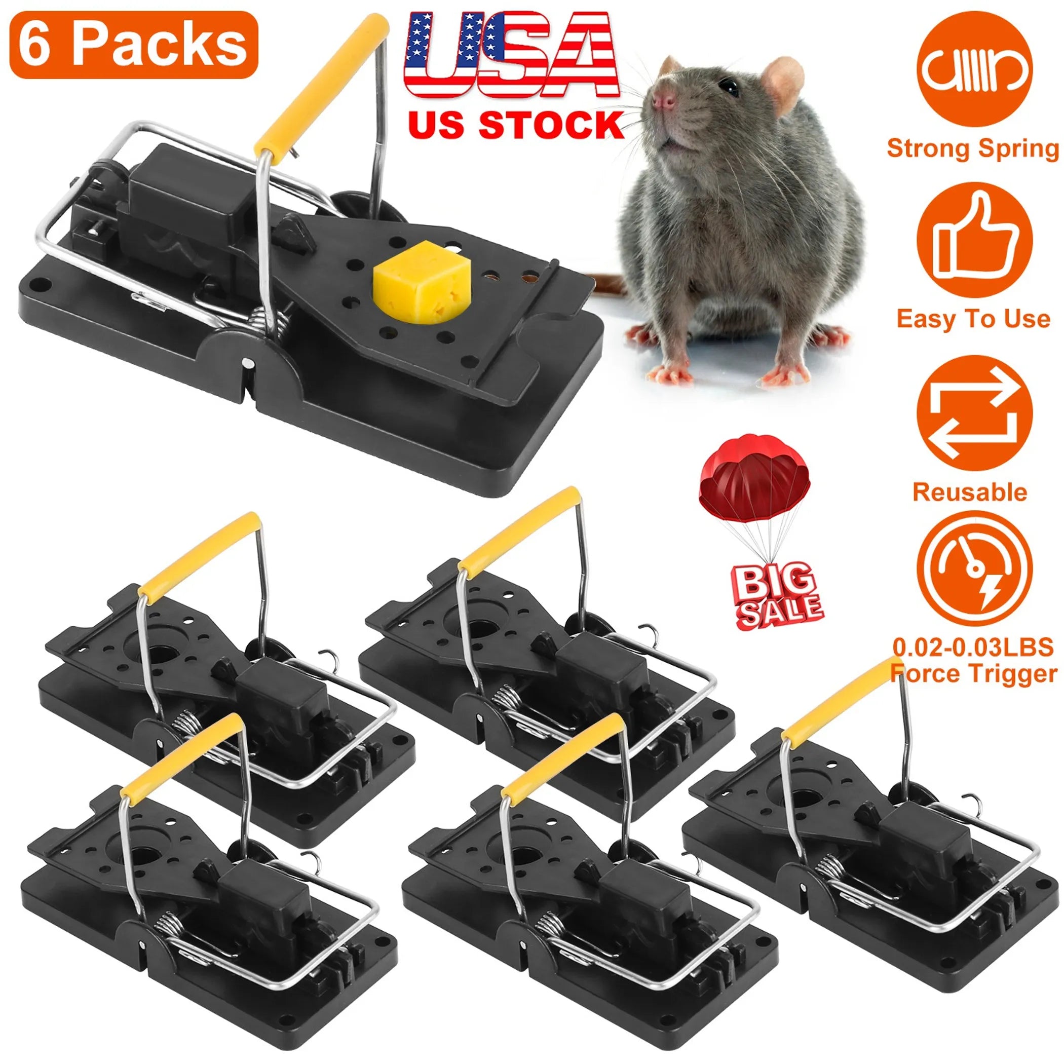 6Packs Mouse Traps Reusable Rat Rodent Killer